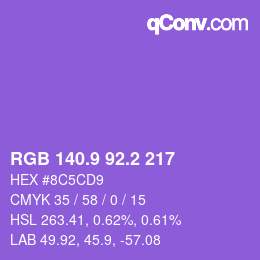 カラーコード: RGB 140.9 92.2 217 | qconv.com
