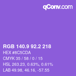 カラーコード: RGB 140.9 92.2 218 | qconv.com