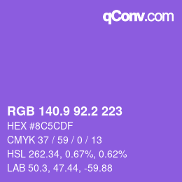 カラーコード: RGB 140.9 92.2 223 | qconv.com