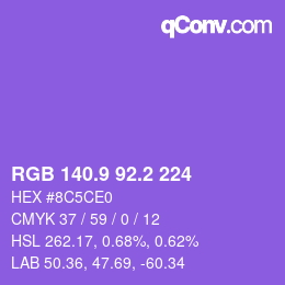 カラーコード: RGB 140.9 92.2 224 | qconv.com