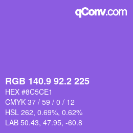 カラーコード: RGB 140.9 92.2 225 | qconv.com