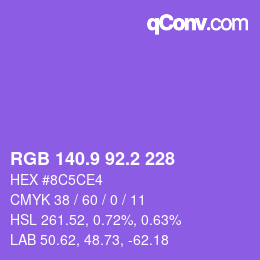 カラーコード: RGB 140.9 92.2 228 | qconv.com