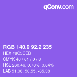 カラーコード: RGB 140.9 92.2 235 | qconv.com
