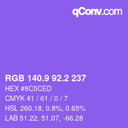 カラーコード: RGB 140.9 92.2 237 | qconv.com
