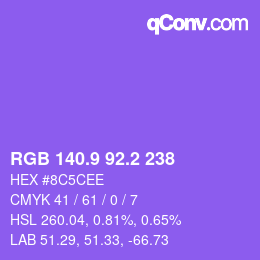 カラーコード: RGB 140.9 92.2 238 | qconv.com