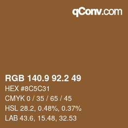 カラーコード: RGB 140.9 92.2 49 | qconv.com