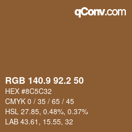 Color code: RGB 140.9 92.2 50 | qconv.com