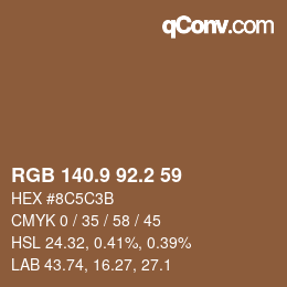 カラーコード: RGB 140.9 92.2 59 | qconv.com