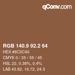 カラーコード: RGB 140.9 92.2 64 | qconv.com