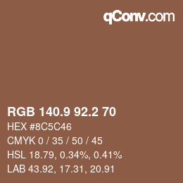 Color code: RGB 140.9 92.2 70 | qconv.com
