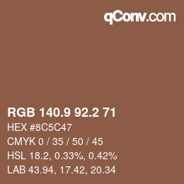 Color code: RGB 140.9 92.2 71 | qconv.com