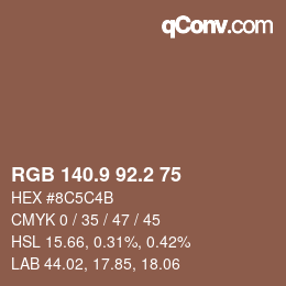 Color code: RGB 140.9 92.2 75 | qconv.com