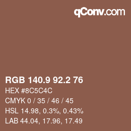 Color code: RGB 140.9 92.2 76 | qconv.com
