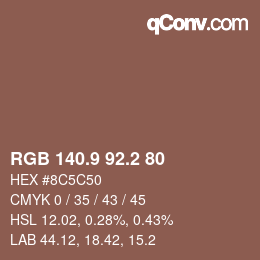 Color code: RGB 140.9 92.2 80 | qconv.com