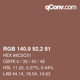 Color code: RGB 140.9 92.2 81 | qconv.com
