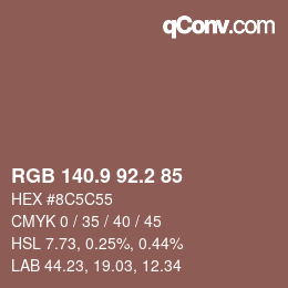 Color code: RGB 140.9 92.2 85 | qconv.com