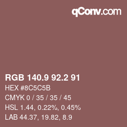 カラーコード: RGB 140.9 92.2 91 | qconv.com