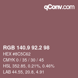 Color code: RGB 140.9 92.2 98 | qconv.com