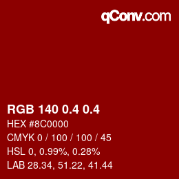 カラーコード: RGB 140 0.4 0.4 | qconv.com