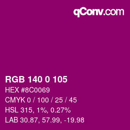 カラーコード: RGB 140 0 105 | qconv.com