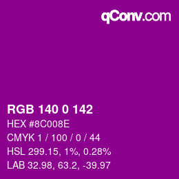 Color code: RGB 140 0 142 | qconv.com