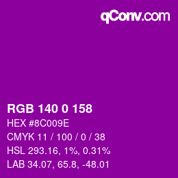 Color code: RGB 140 0 158 | qconv.com
