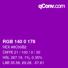 Color code: RGB 140 0 178 | qconv.com