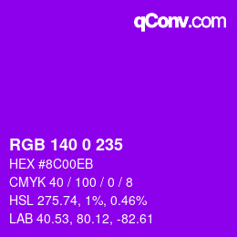 Color code: RGB 140 0 235 | qconv.com