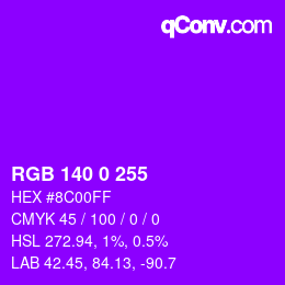 Color code: RGB 140 0 255 | qconv.com