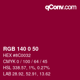 颜色代码: RGB 140 0 50 | qconv.com