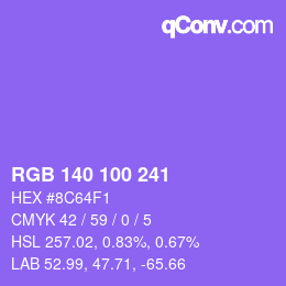 Color code: RGB 140 100 241 | qconv.com