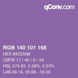 Color code: RGB 140 101 168 | qconv.com