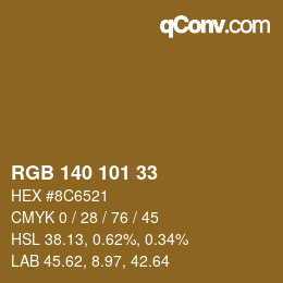 カラーコード: RGB 140 101 33 | qconv.com
