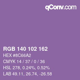 Color code: RGB 140 102 162 | qconv.com