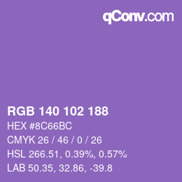 Color code: RGB 140 102 188 | qconv.com