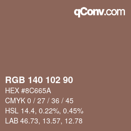 Código de color: RGB 140 102 90 | qconv.com