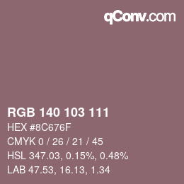 Color code: RGB 140 103 111 | qconv.com