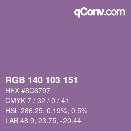 Color code: RGB 140 103 151 | qconv.com