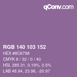 Color code: RGB 140 103 152 | qconv.com