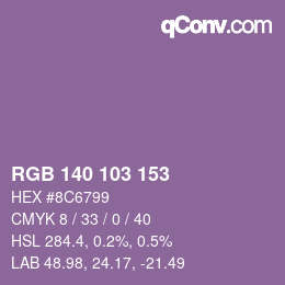 颜色代码: RGB 140 103 153 | qconv.com
