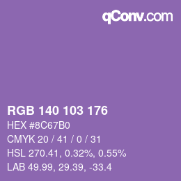 Color code: RGB 140 103 176 | qconv.com