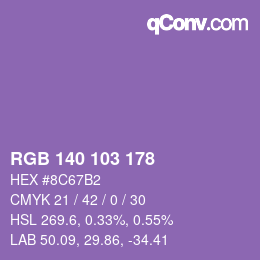 颜色代码: RGB 140 103 178 | qconv.com
