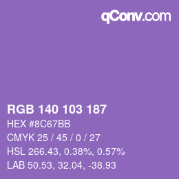 Color code: RGB 140 103 187 | qconv.com