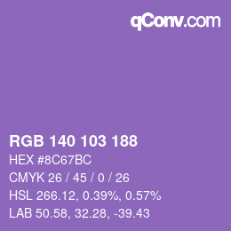 颜色代码: RGB 140 103 188 | qconv.com