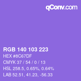 Color code: RGB 140 103 223 | qconv.com