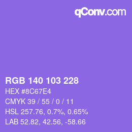 カラーコード: RGB 140 103 228 | qconv.com