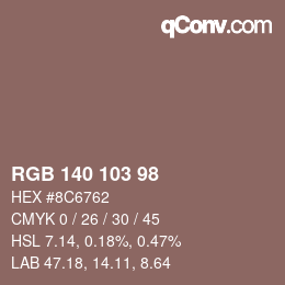 カラーコード: RGB 140 103 98 | qconv.com