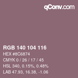 Color code: RGB 140 104 116 | qconv.com