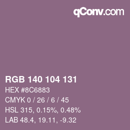颜色代码: RGB 140 104 131 | qconv.com
