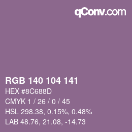 Código de color: RGB 140 104 141 | qconv.com
